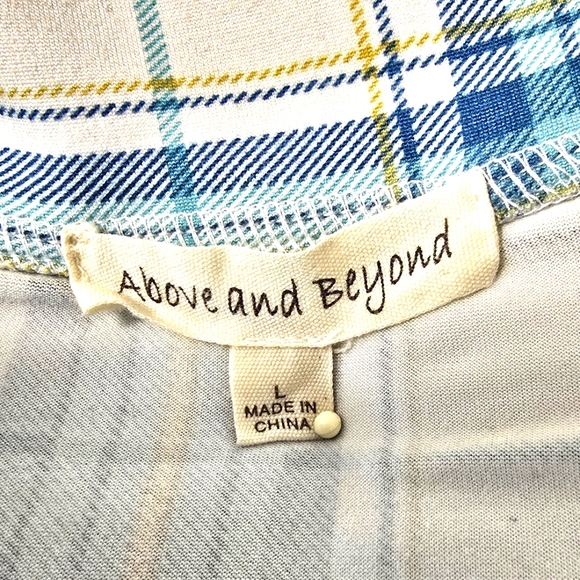 2/$30 Above & Beyond White & Green Plaid Short‎ Sleeve Tunic Size L Super Soft - Picture 9 of 11